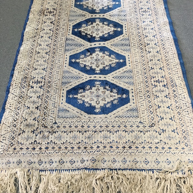 RUG #096, RUNNER - Blue Beige Geometric 80cm x 2.4m